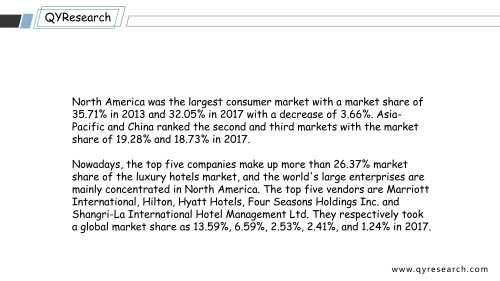 QYR made the prediction that the value of luxury hotels markets can be $222815 million by 2023