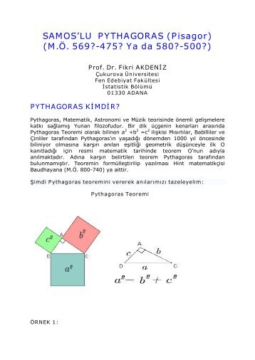 Pisagor (Pythagoras) - Çukurova Üniversitesi Türkoloji Araştırmaları ...
