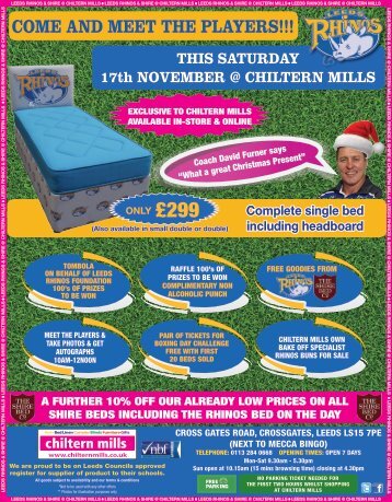 Come and Meet the Players - Leeds Rhinos Event at Chiltern Mills 17th November 2018