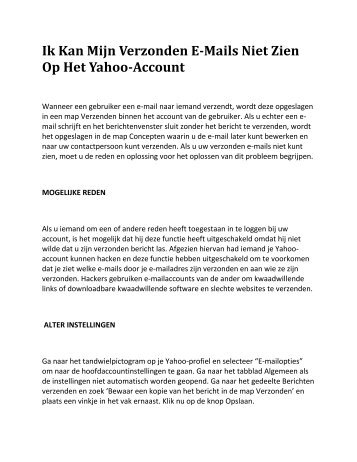 Ik Kan Mijn Verzonden E-Mails Niet Zien Op Het Yahoo-Account