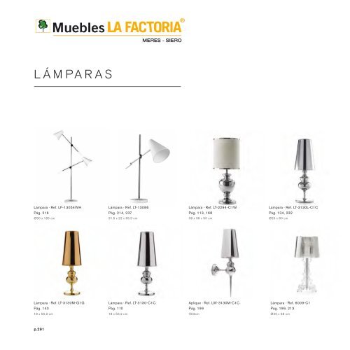 Catálogo muebles en Multi Estilos + Auxiliares + Espejos + Lamparas