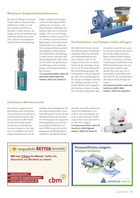 dei - Prozesstechnik für die Lebensmittelindustrie 05.2018