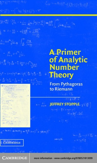 A PRIMER OF ANALYTIC NUMBER THEORY: From Pythagoras to ...