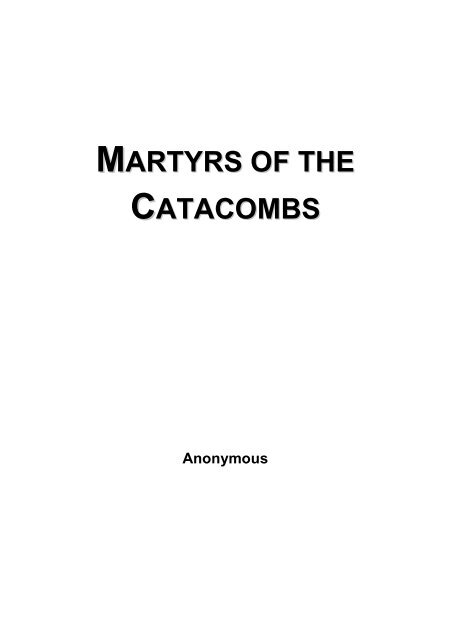 Martyrs of the Catacombs - Anonymous