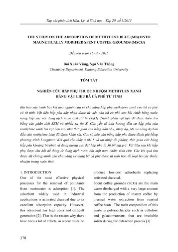 ARTICLE - NGHIÊN CỨU HẤP PHỤ THUỐC NHUỘM METHYLEN XANH BẰNG VẬT LIỆU BÃ CÀ PHÊ TỪ TÍNH (VIETSUB BY NGUYỄN THỊ DUNG)