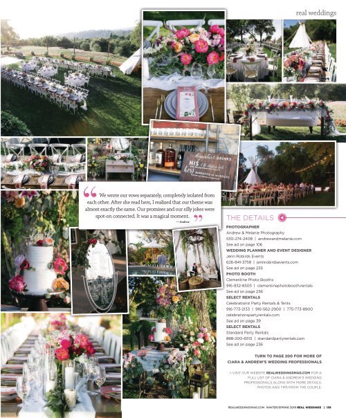 Real Weddings Magazine - Winter/Spring 2019 - The Best Wedding Vendors in Sacramento, Tahoe and throughout Northern California are all here!