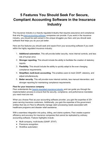 5 Features You Should Seek For Secure, Compliant Accounting Software in the Insurance Industry