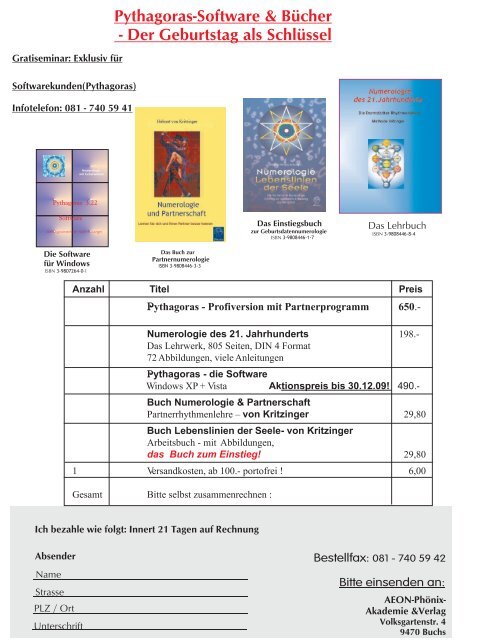 Pythagoras-Software & Bücher - Der Geburtstag ... - Aeon Akademie