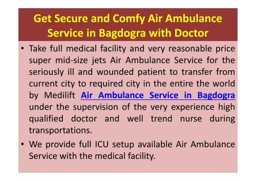 Take Secure and Superior Air Ambulance Service in Kolkata