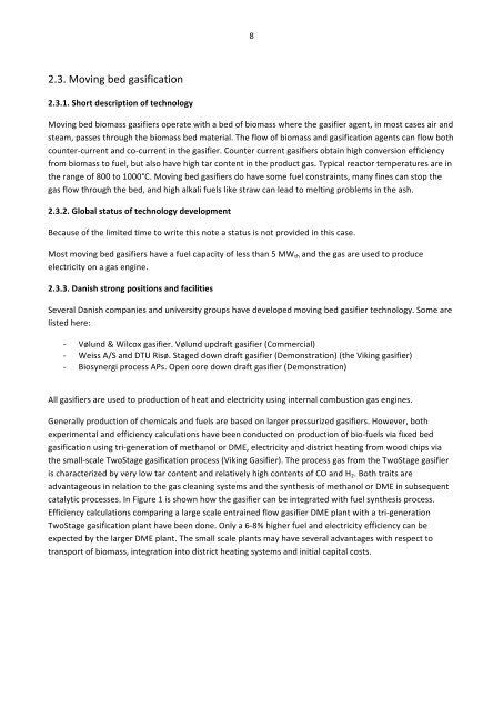 Preliminary status note: Thermal biomass conversion technologies ...