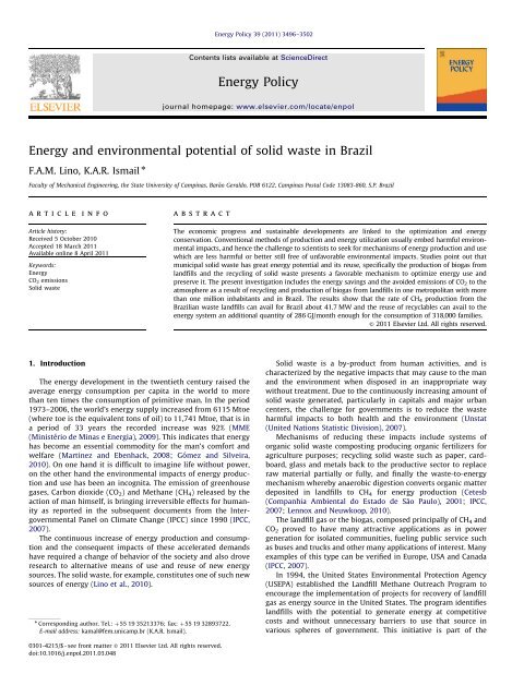 Article - Energy and environmental potential of solid waste in Brazil, Năng lượng và môi trường tiềm năng của chất thải rắn ở Brazil (Vietsub)