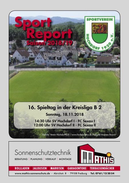 Sport Report - SV Hochdorf - Sonntag 18.11.2018