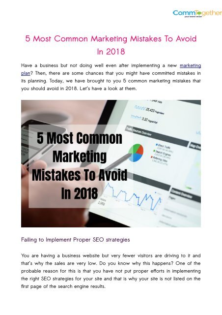 5 Most Common Marketing Mistakes To Avoid In 2018