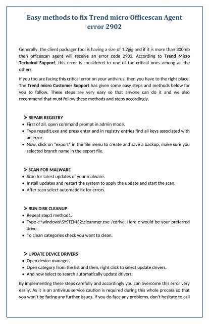 Easy methods to fix Trend micro Officescan Agent error 2902