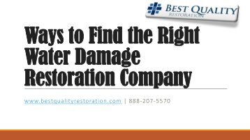 Ways to Find the Right Water Damage Restoration Company