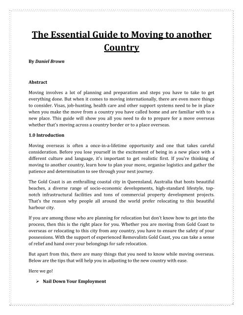 moving to a foreign country essay