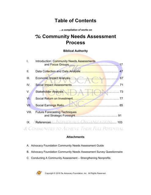 Community Needs Assessment Process