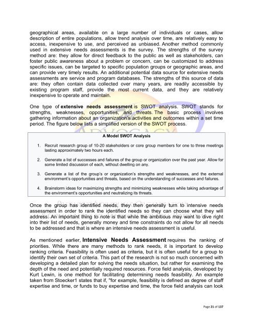 Community Needs Assessment Process