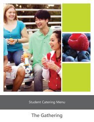 Student Catering Menu