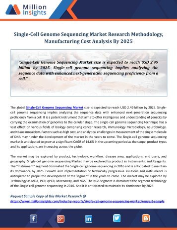 Single-Cell Genome Sequencing Market Research Methodology, Manufacturing Cost Analysis By 2025 