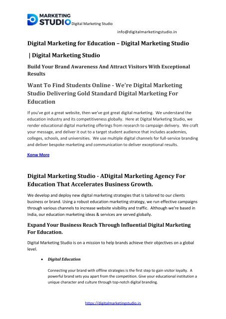 Digital Marketing Studio Education