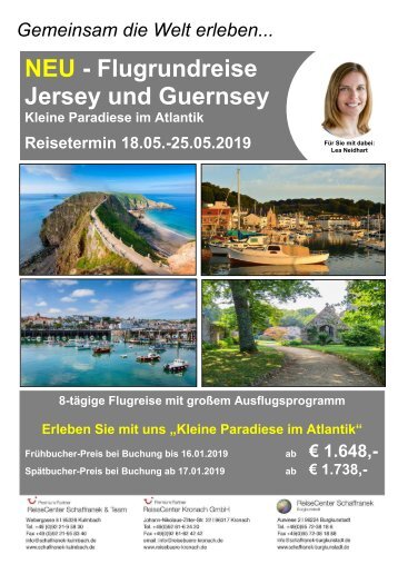 Jersey und Guernsey Flugrundreise 18. bis 25.05.2019