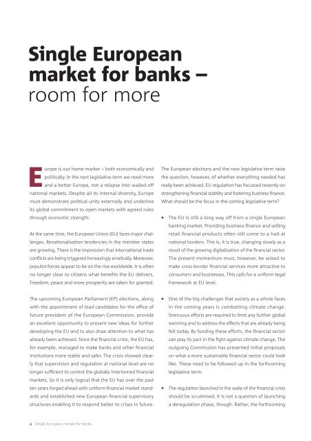 Moving Europe forward - a strong single market for citizens, businesses and banks