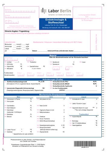 Anforderungsschein Endokrinologie - Labor Berlin