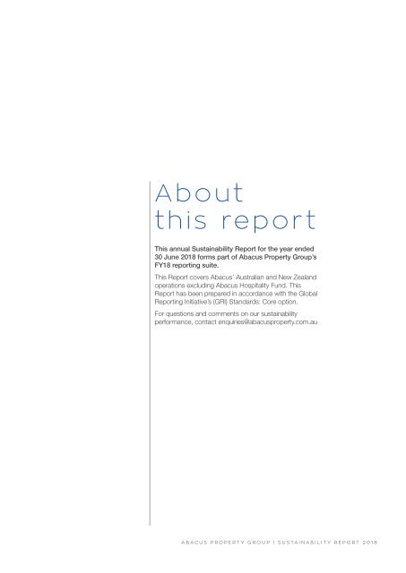 Abacus Property Group – Sustainablity Report 2018