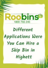 Different Applications Were You Can Hire a Skip Bin in Highett