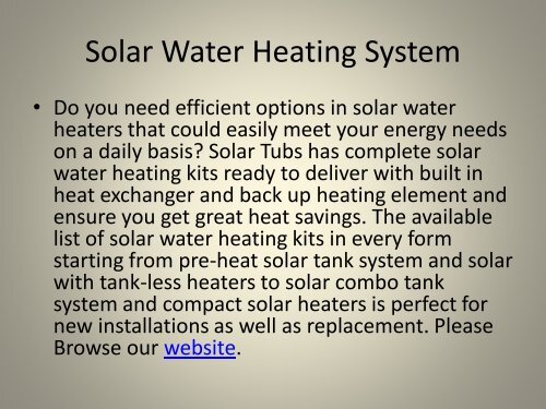 Best Solar Water Heating System