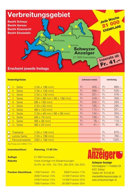 Schwyzer Anzeiger – Woche 47 – 23. November 2018