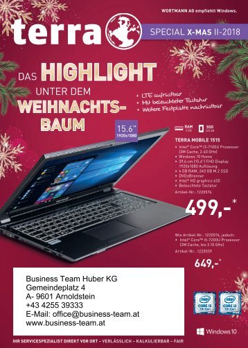 Weihnachtsflyer 2018 Business Team Huber KG