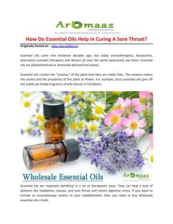 How Do Essential Oils Help In Curing A Sore Throat!