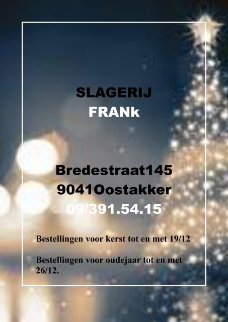 Eindejaarsfolder 2019 Slagerij Frank