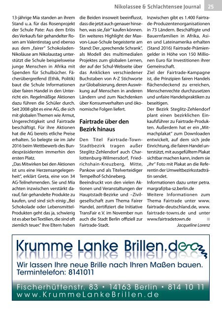 Nikolassee & Schlachtensee Journal Dez/Jan 2018