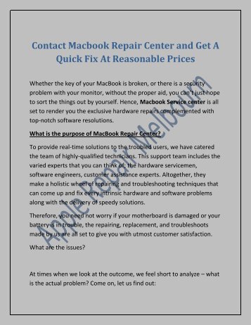 Contact Macbook Repair Center and Get A Quick Fix At Reasonable Prices