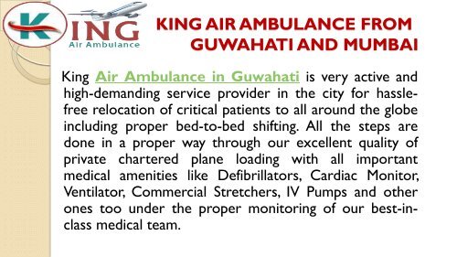 Take Giveaway Price Shifting by Air Ambulance in Guwahati and Mumbai