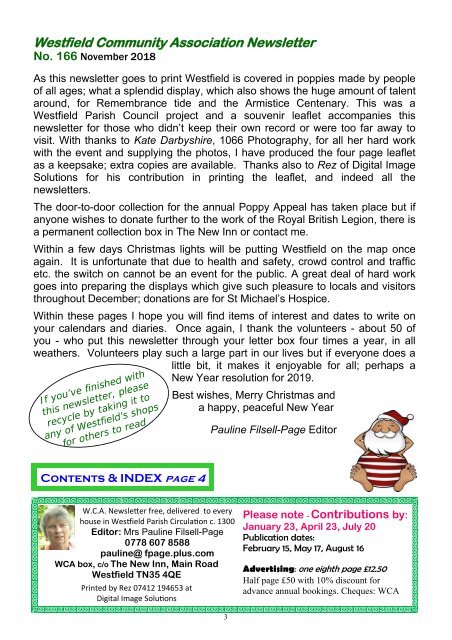 WCA NEWSLETTER No 166 November 2018 w