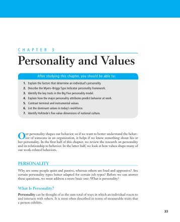 Personality and Values Our