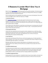 5 Reasons A Lender Won’t Give You A Mortgage