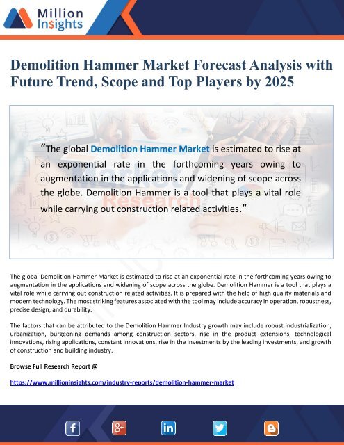 Demolition Hammer Market Forecast Analysis with Future Trend, Scope and ...