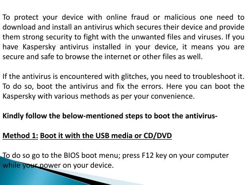 how to boot kaspersky antivirus