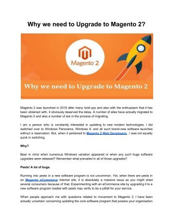 Why we need to Upgrade to Magento 2