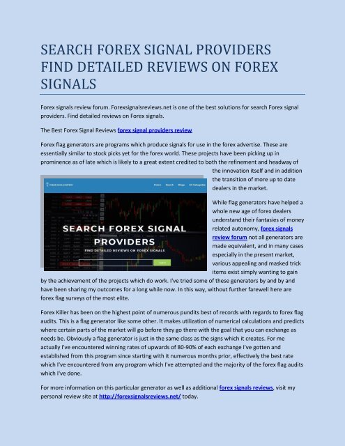 Forex Signal Review - An Comprehensive about Forex Trading Signals
