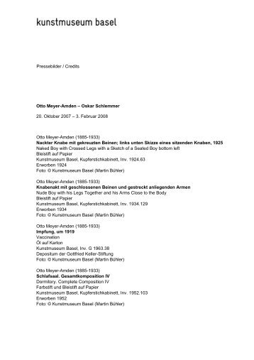 Pressebilder / Credits Otto Meyer-Amden – Oskar Schlemmer 20 ...