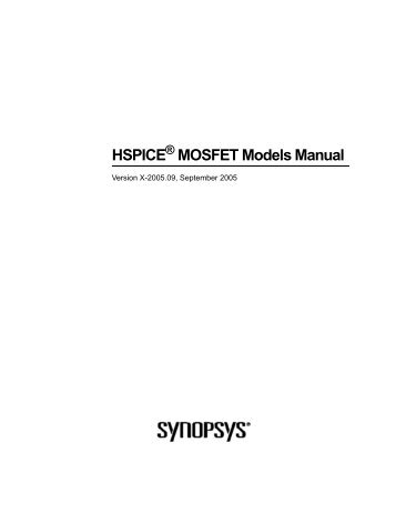 HSPICE MOSFET Models Manual