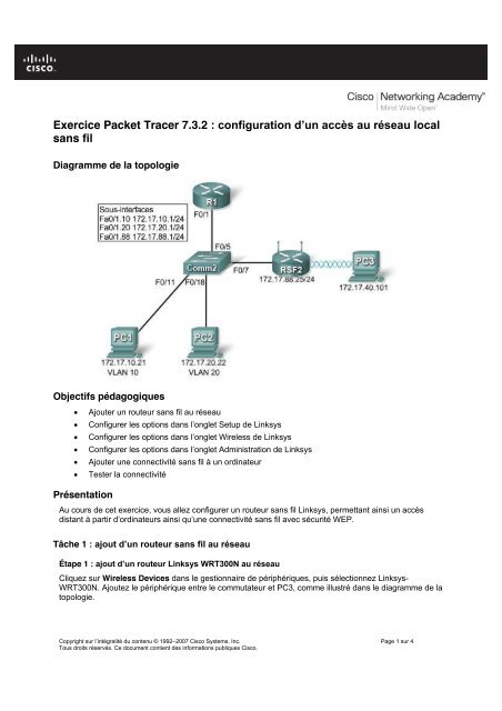 packet tracer TP 2 WIRELESS