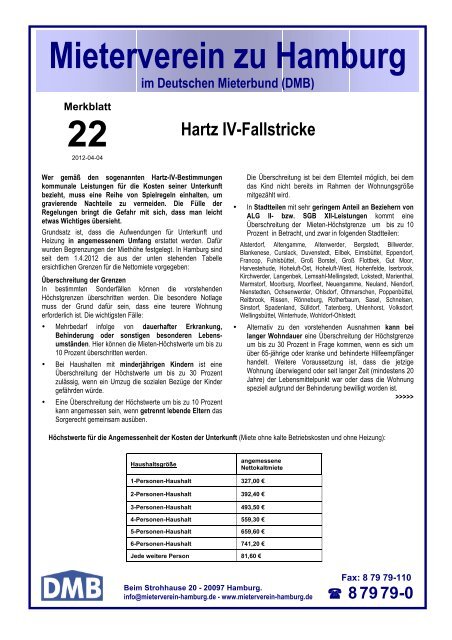 Hartz Iv Fallstricke Mieterverein Zu Hamburg
