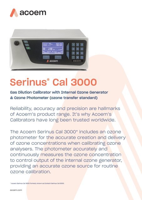 Acoem Serinus Cal 3000 spec sheet